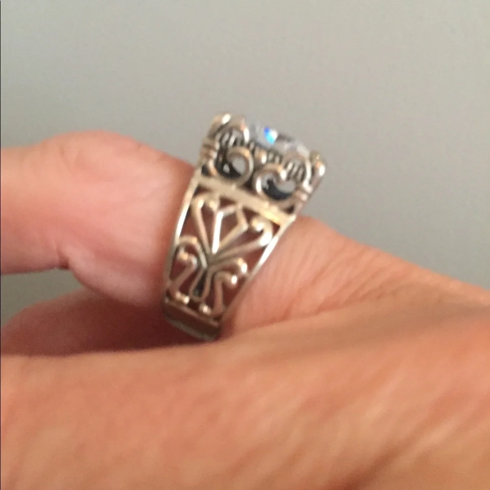 Silpada Silver Ring with Clear Square Stone - Picture 2 of 4